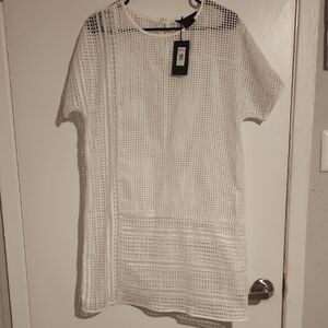 Armani Exchange White Mesh Dress